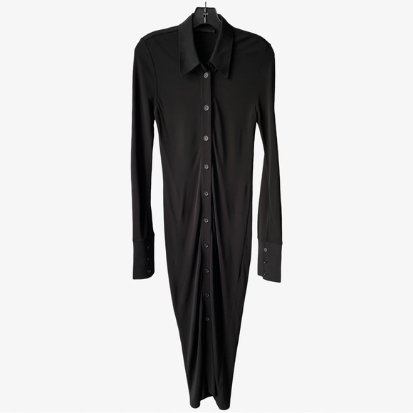 Helmut Lang Viscose Midi Shirt Dress Black Medium NWT - Picture 5 of 16